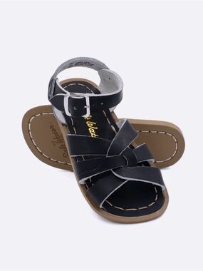 Salt Water Sandals by Hoy Kids Black Leather Buckle Sandals